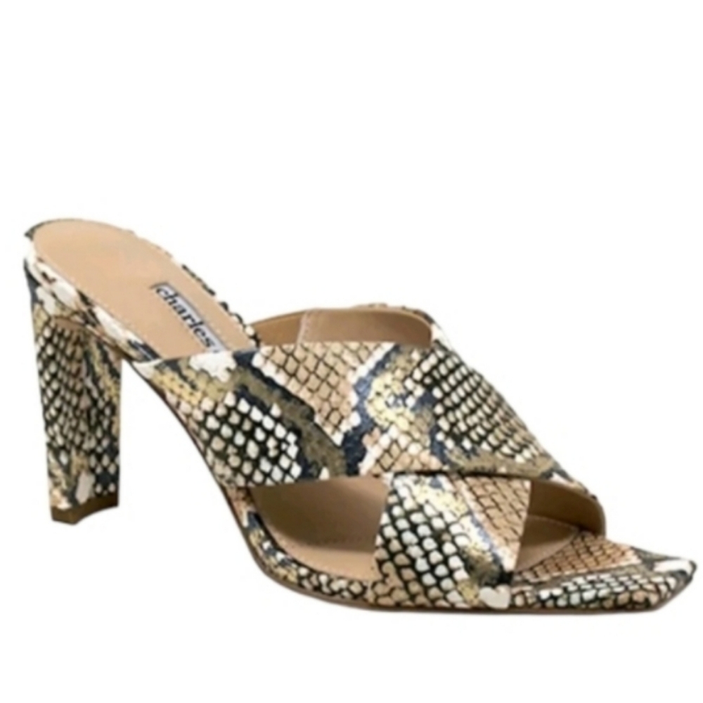 Chic Snake Print Heeled Mules